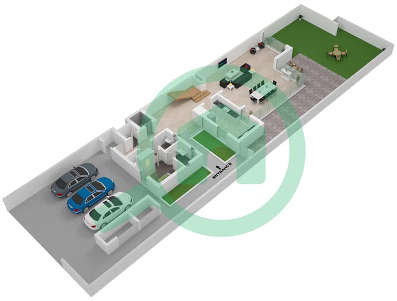 المخططات الطابقية لتصميم النموذج C فیلا 5 غرف نوم - فيلا أمالفي Ground Floor interactive3D