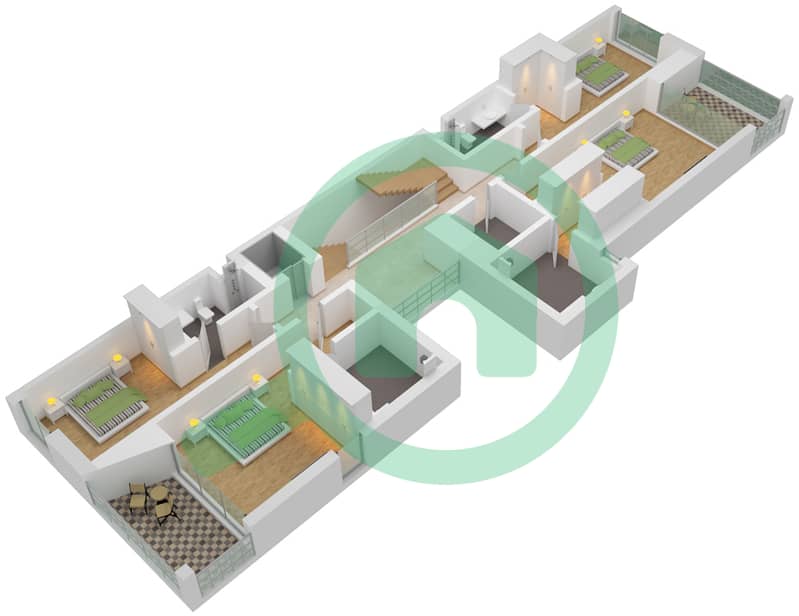 المخططات الطابقية لتصميم النموذج C فیلا 5 غرف نوم - فيلا أمالفي First Floor interactive3D