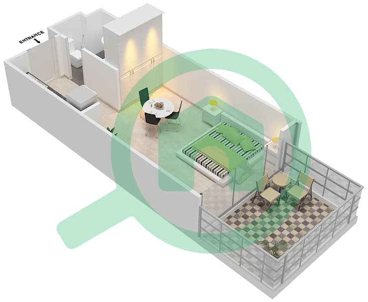 المخططات الطابقية لتصميم الوحدة 2-FLOOR 9-11 شقة استوديو - غولف بروميناد 2B Floor 9-11 interactive3D