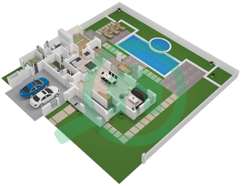 Shaden - 4 Bedroom Villa Type C Floor plan Ground Floor interactive3D