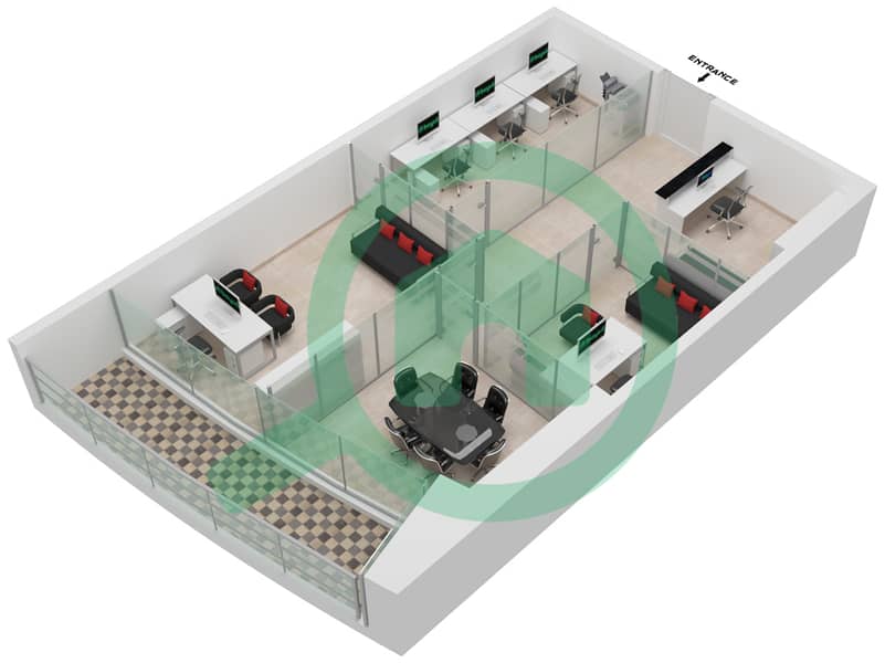 Concorde Tower - Studio Office Type A Floor plan interactive3D