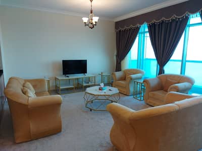 2 Bedroom Apartment for Rent in Corniche Ajman, Ajman - Furnished 2 BHK Brand New Furniture Full Sea View with Parking