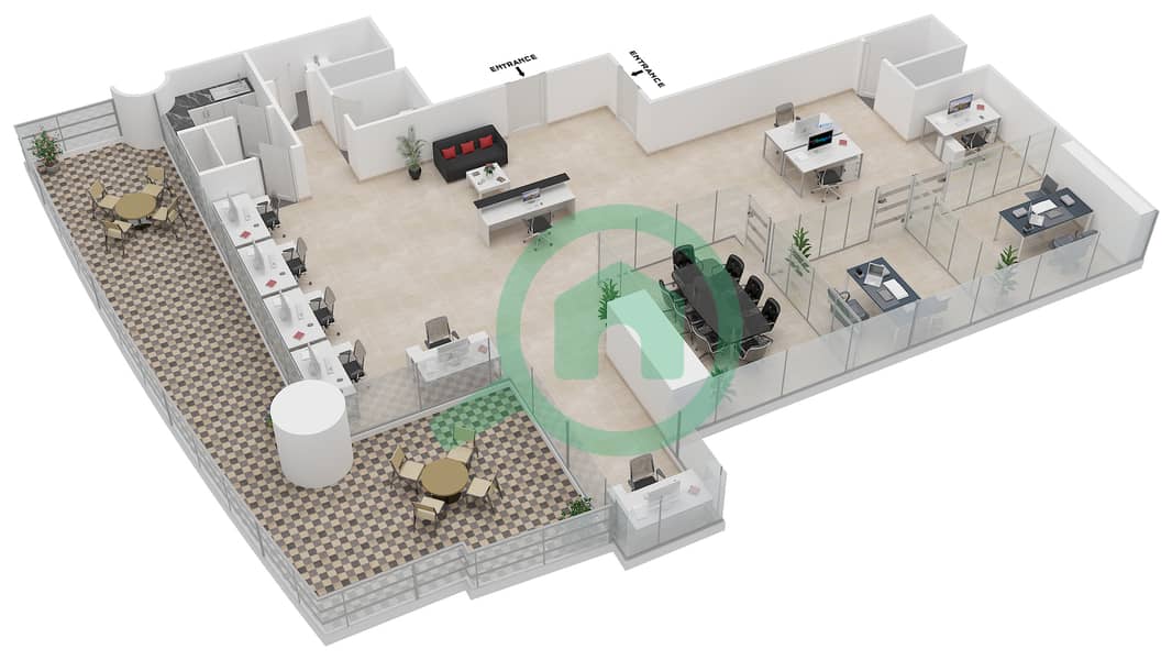 Индиго Айкон - Офис  планировка Тип D Floor 9 interactive3D