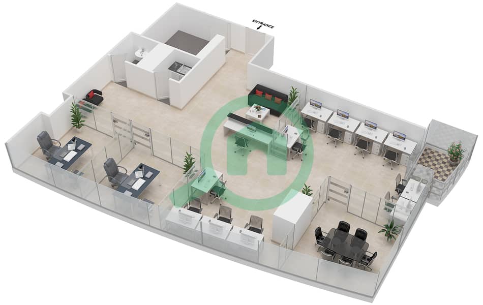 Индиго Айкон - Офис  планировка Тип B interactive3D