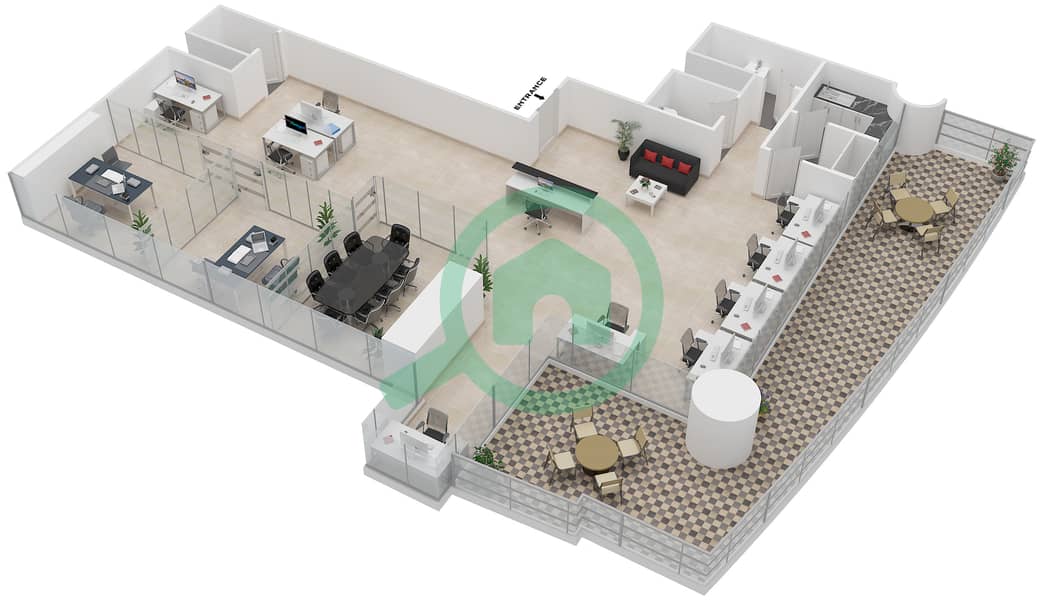 靛蓝标志大厦 - 写字楼类型E戶型图 interactive3D