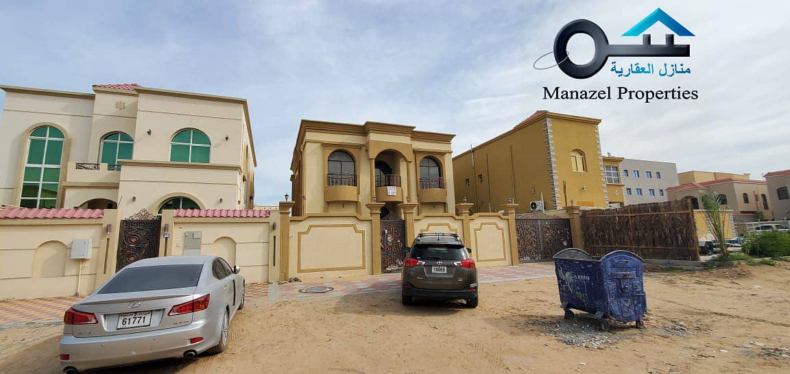Villa for sale in Al Mowaihat area, 3 corner of two streets, the villa is very excellent, personal finishing, with the possibility of financing the pr