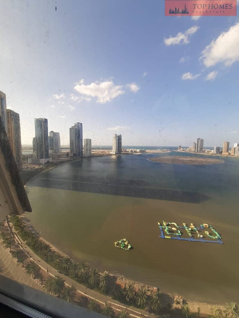 Two bedroom apartment for rent with full water view of Al Khan Lake in