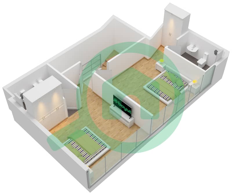 The Crystal - 2 Bedroom Apartment Type/unit 1/1,3,5,7,9,28,30,32,34 Floor plan interactive3D