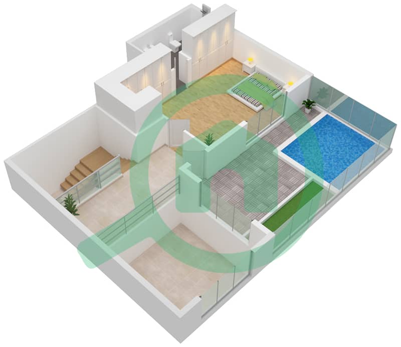 المخططات الطابقية لتصميم النموذج / الوحدة 1/11 شقة 3 غرف نوم - ذا كريستال interactive3D