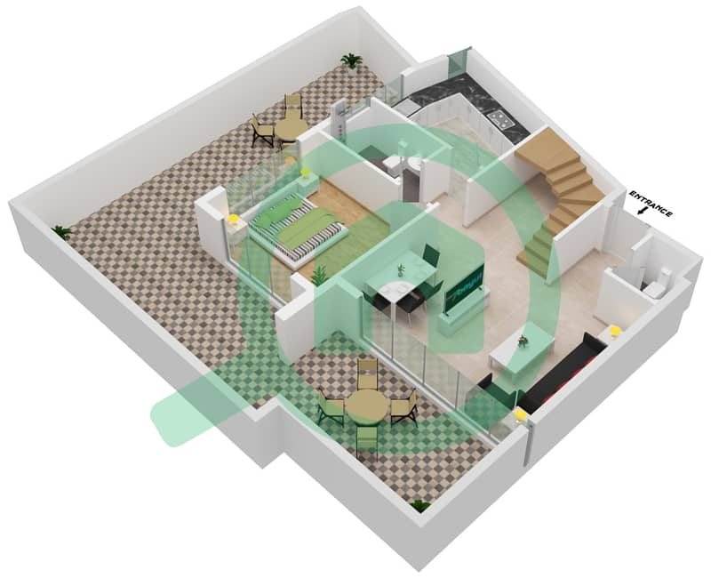 المخططات الطابقية لتصميم النموذج / الوحدة 2/36 شقة 3 غرف نوم - ذا كريستال interactive3D