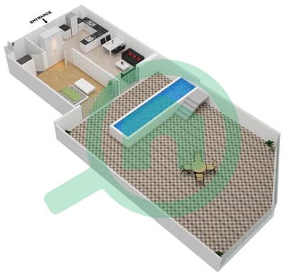 Самана Парк Вьюс - Апартамент 1 Спальня планировка Единица измерения 118 FLOOR 1