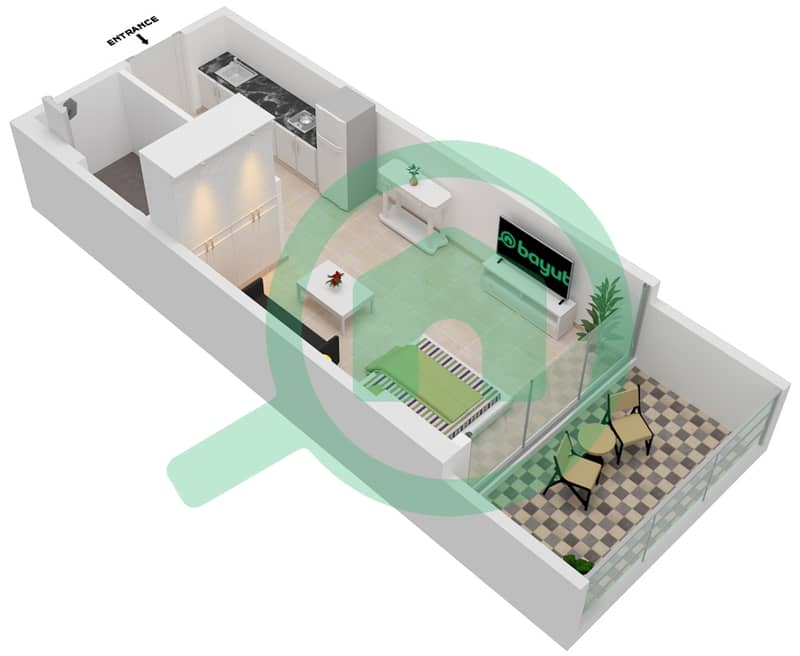 Samana Park Views - Studio Apartment Unit 202-606 FLOOR 2-6 Floor plan Floor 2-6 interactive3D