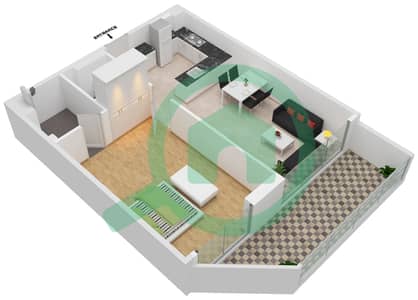 Самана Парк Вьюс - Апартамент 1 Спальня планировка Единица измерения 209 FLOOR 2