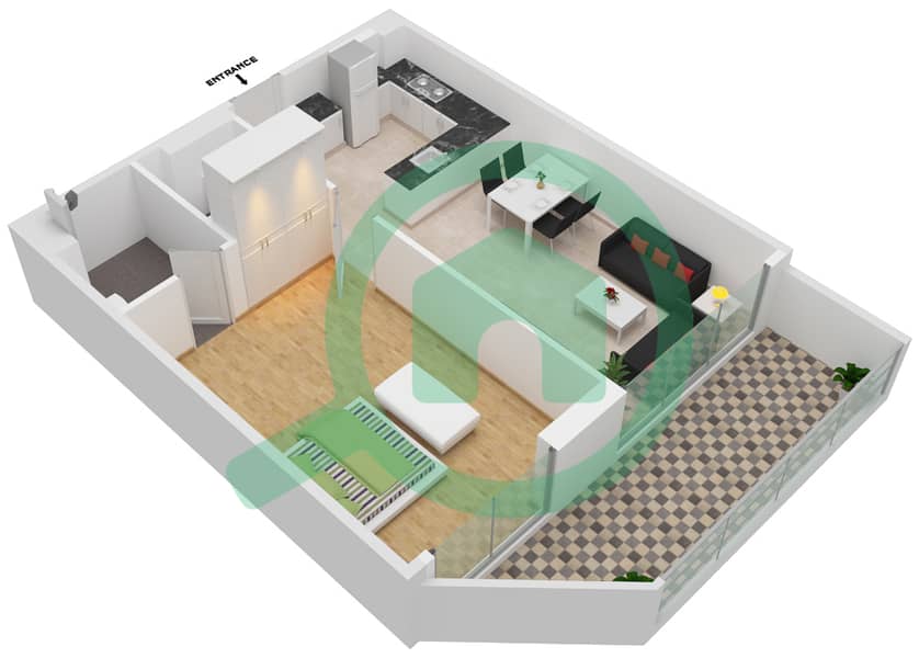 المخططات الطابقية لتصميم الوحدة 209 FLOOR 2 شقة 1 غرفة نوم - سمانا بارك فيوز Floor 2 interactive3D