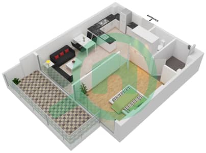 Samana Park Views - 1 Bedroom Apartment Unit 217 FLOOR 2-3 Floor plan