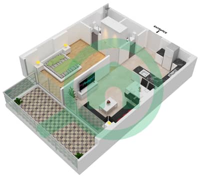 Samana Park Views - 1 Bedroom Apartment Unit 218 FLOOR 2-3 Floor plan