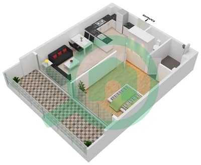 المخططات الطابقية لتصميم الوحدة 219 FLOOR 2-3 شقة 1 غرفة نوم - سامانا بارك فيوز