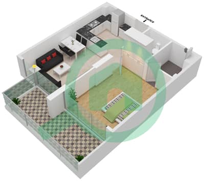 萨马纳公园景观公寓 - 1 卧室公寓单位221 FLOOR 2-3戶型图