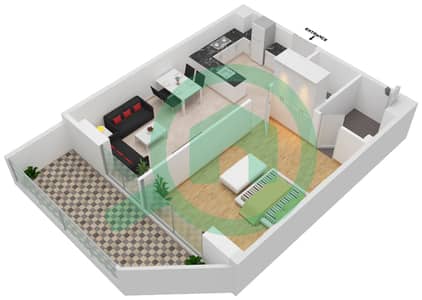 المخططات الطابقية لتصميم الوحدة 228 FLOOR 2 شقة 1 غرفة نوم - سامانا بارك فيوز
