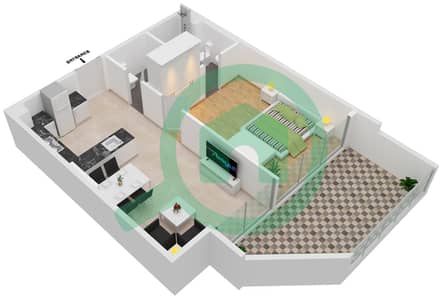 المخططات الطابقية لتصميم الوحدة 229 FLOOR 2 شقة 1 غرفة نوم - سامانا بارك فيوز