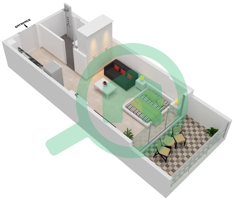 المخططات الطابقية لتصميم الوحدة 230 FLOOR 2-3 شقة استوديو - سمانا بارك فيوز Floor 2-3 interactive3D