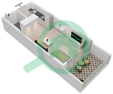 Samana Park Views - Studio Apartment Unit 231 FLOOR 2-3 Floor plan