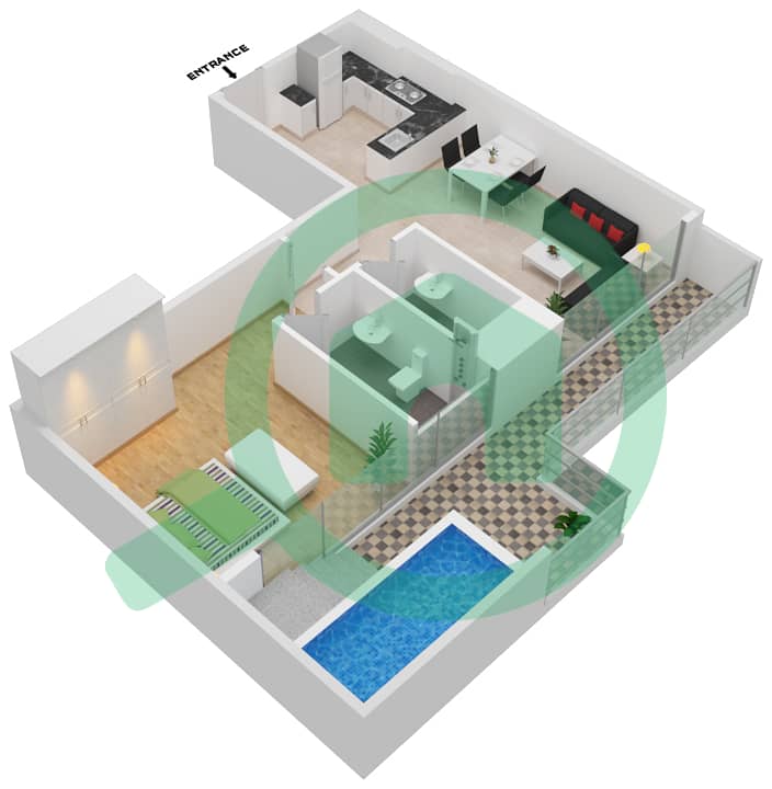 Самана Парк Вьюс - Апартамент 1 Спальня планировка Единица измерения 301,501 FLOOR 3,5 Floor 3,5 interactive3D