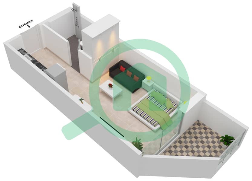 Самана Парк Вьюс - Апартамент Студия планировка Единица измерения 309 FLOOR 3 Floor 3 interactive3D