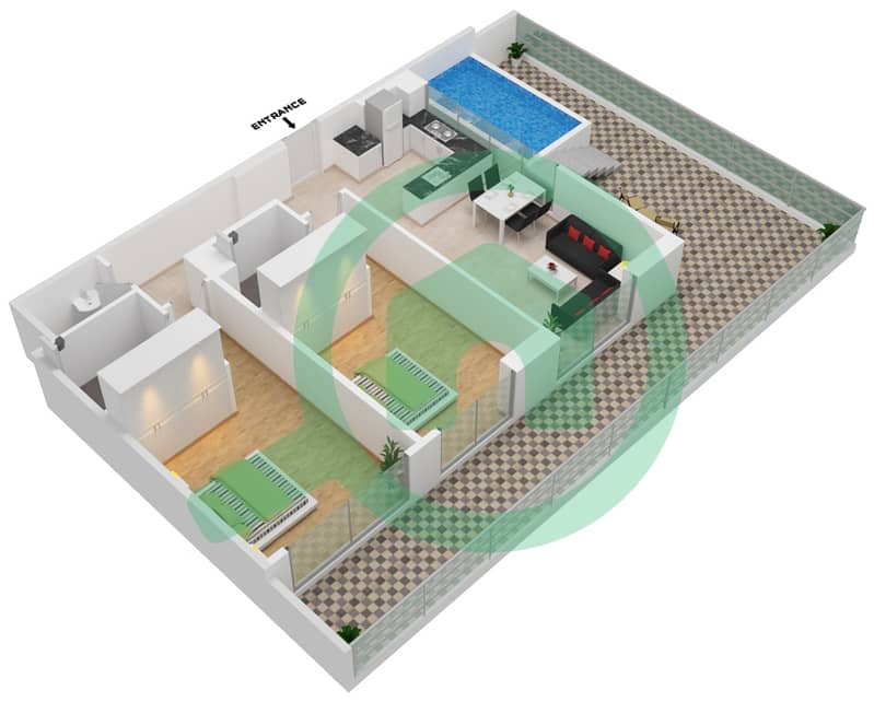 Samana Park Views - 2 Bedroom Apartment Unit 310 FLOOR 3 Floor plan Floor 3 interactive3D