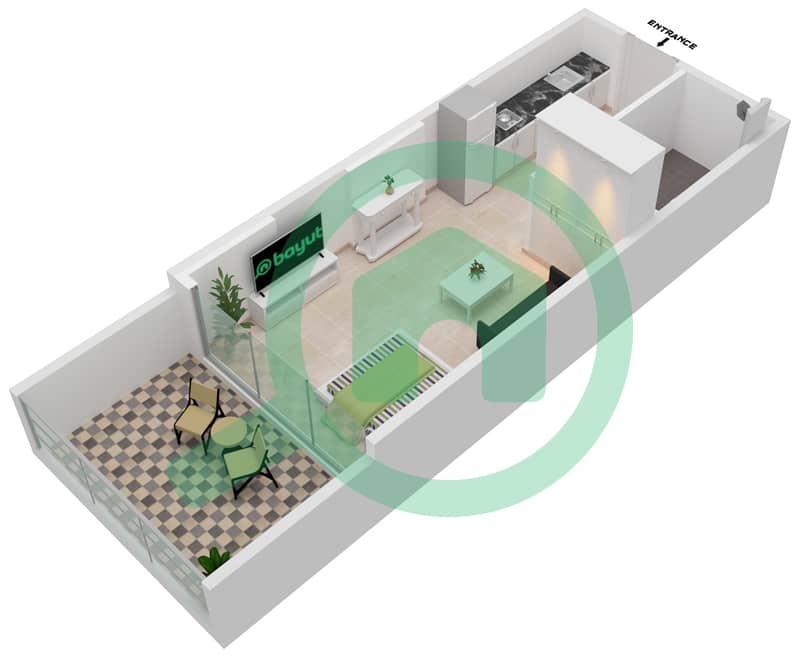 萨马纳公园景观公寓 - 单身公寓单位315 FLOOR 3戶型图 Floor 3 interactive3D