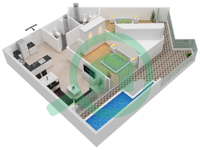 المخططات الطابقية لتصميم الوحدة 323 FLOOR 3 شقة 2 غرفة نوم - سمانا بارك فيوز Floor 3 interactive3D