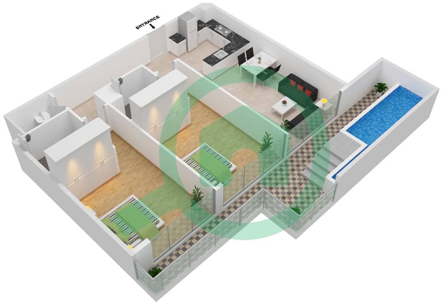 Samana Park Views - 2 Bedroom Apartment Unit 324 FLOOR 3 Floor plan Floor 3 interactive3D