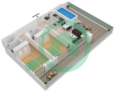 المخططات الطابقية لتصميم الوحدة 326 FLOOR 3 شقة 2 غرفة نوم - سامانا بارك فيوز