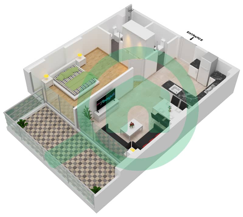 المخططات الطابقية لتصميم الوحدة 416,616 FLOOR 4,6 شقة 1 غرفة نوم - سمانا بارك فيوز Floor 4,6 interactive3D