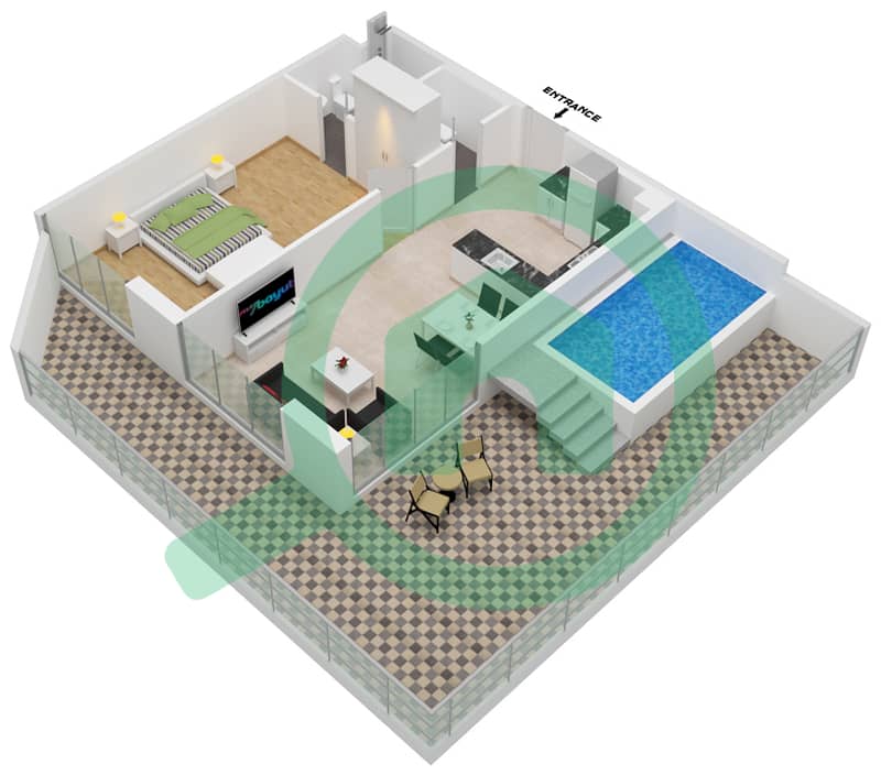 萨马纳公园景观公寓 - 1 卧室公寓单位509 FLOOR 5戶型图 Floor 5 interactive3D