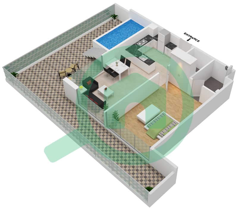 萨马纳公园景观公寓 - 1 卧室公寓单位510 FLOOR 5戶型图 Floor 5 interactive3D