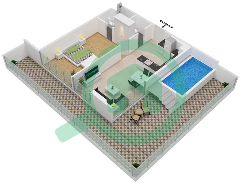 萨马纳公园景观公寓 - 1 卧室公寓单位523 FLOOR 5戶型图 Floor 5 interactive3D