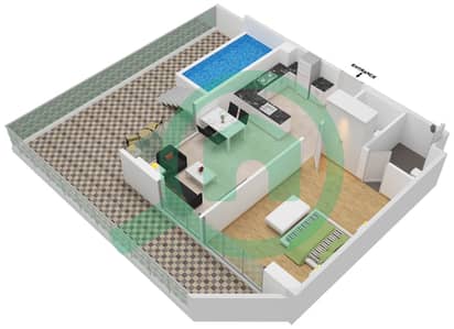 المخططات الطابقية لتصميم الوحدة 524 FLOOR 5 شقة 1 غرفة نوم - سامانا بارك فيوز