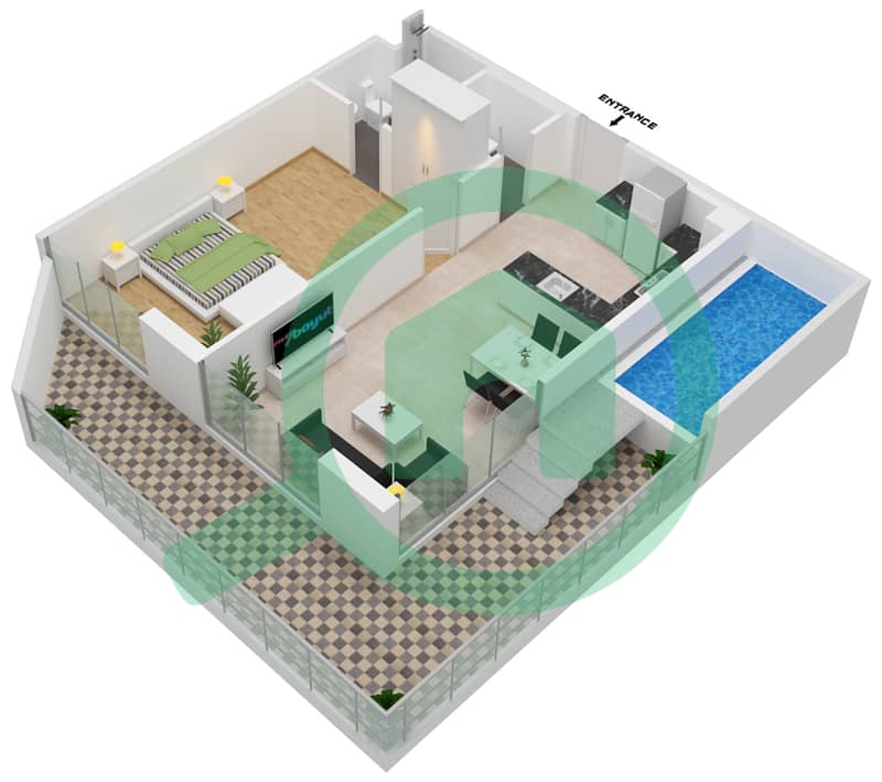 المخططات الطابقية لتصميم الوحدة 609 FLOOR 6 شقة 1 غرفة نوم - سمانا بارك فيوز Floor 6 interactive3D