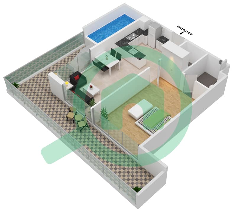 المخططات الطابقية لتصميم الوحدة 610 FLOOR 6 شقة 1 غرفة نوم - سمانا بارك فيوز Floor 6 interactive3D