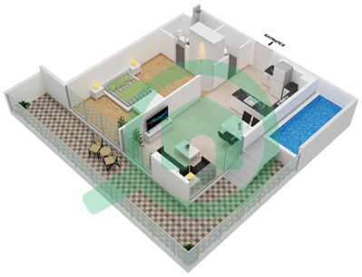 المخططات الطابقية لتصميم الوحدة 623 FLOOR 6 شقة 1 غرفة نوم - سامانا بارك فيوز