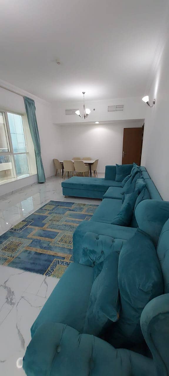 For rent monthly furnished apartment 2BHK and HALL 3BTH, balcony with sea view in Oasis Towers