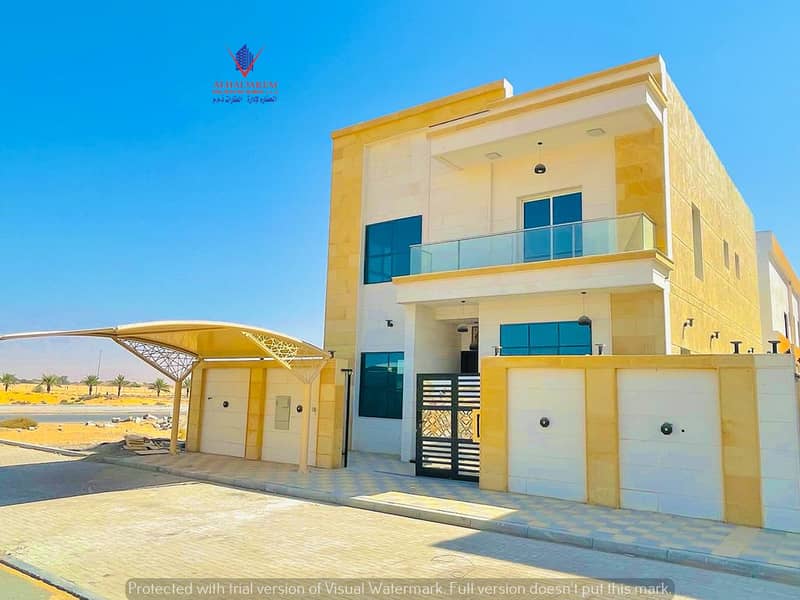 One of the most luxurious villas in Ajman, with super deluxe construction and finishing, building space and large rooms, freehold for all nationalitie