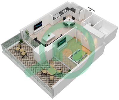 المخططات الطابقية لتصميم النموذج F-1 شقة 1 غرفة نوم - شيماء افينيو ريزيدنس