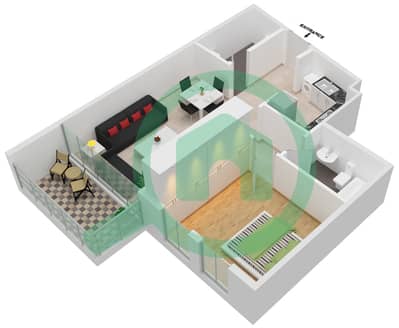 المخططات الطابقية لتصميم النموذج K شقة 1 غرفة نوم - شيماء افينيو ريزيدنس