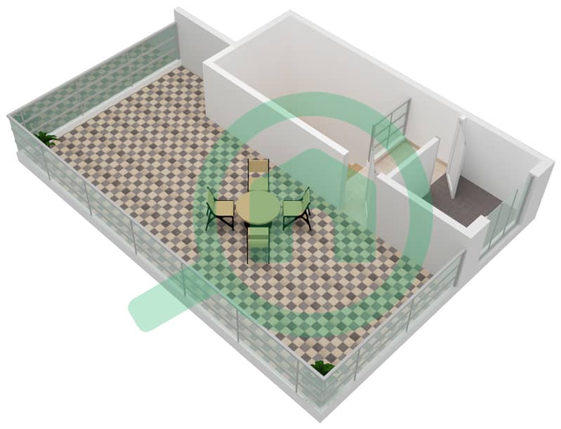 المخططات الطابقية لتصميم النموذج V شقة 2 غرفة نوم - شيماء افينيو ريزيدنس interactive3D