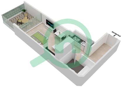 المخططات الطابقية لتصميم النموذج A شقة استوديو - شيماء افينيو ريزيدنس