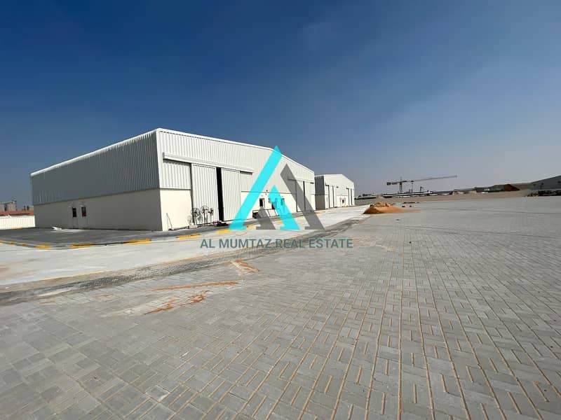 4 warehouses and open space for sale
