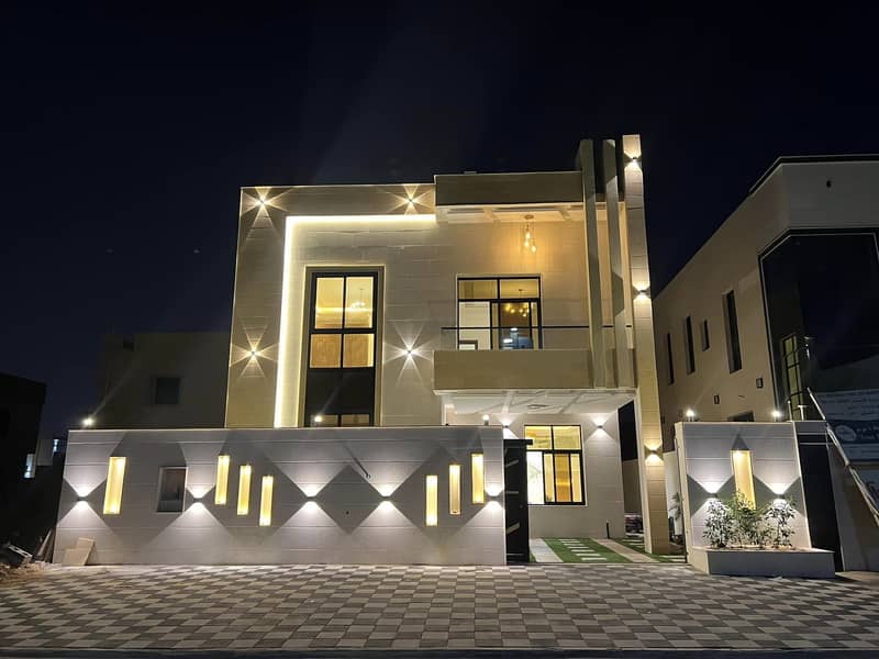 At a snapshot price and without down payment, a new villa, the first inhabitant, opposite the mosque, one of the most luxurious villas in Ajman, perso