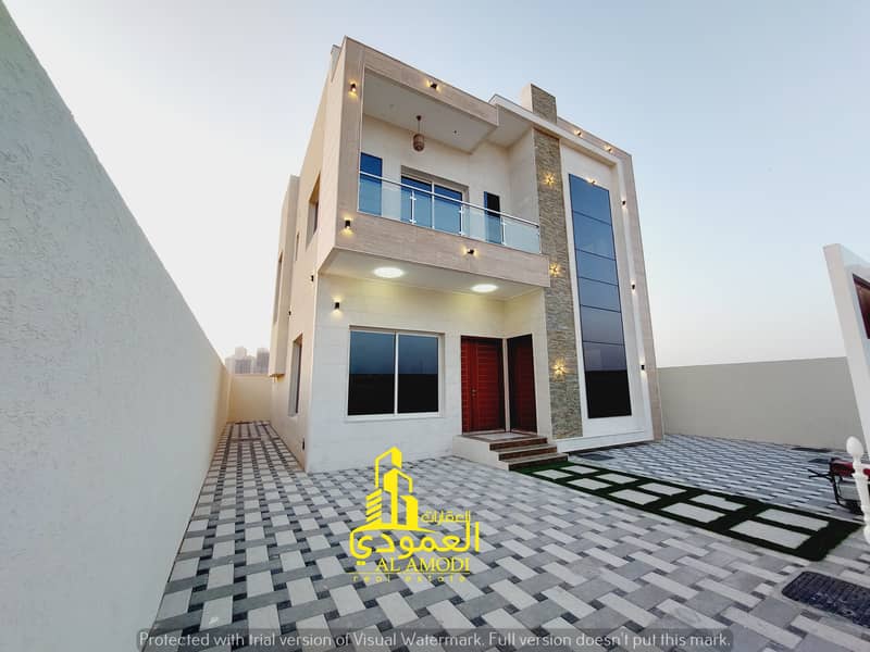 At a snapshot price and without down payment, a villa near the mosque is one of the most luxurious villas in Ajman, with palace design, super deluxe f